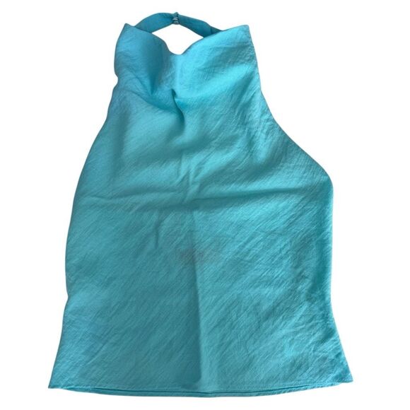 Zara Flowy Halter Top XS Turquoise - Picture 6 of 9